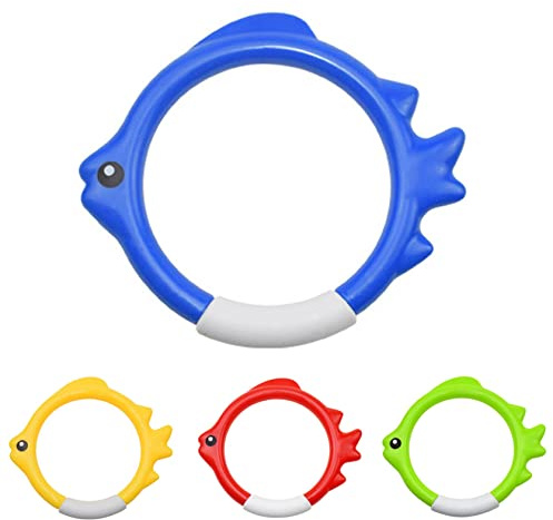 Lawnrden Juguetes de Buceo en Piscina, Anillo de Buceo subacuático, Juguete de hundimiento para Piscina, Juego de Entrenamiento de natación, 4 Uds., Forma de pez pequeño |.Anillos de niños
