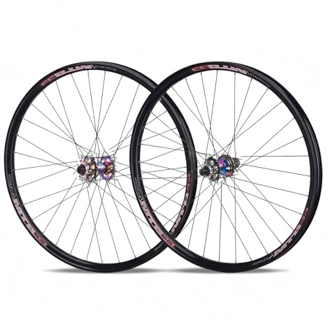 Mountainbike Scheibenbrems-Laufradsatz 26/27,5/29'' Steckachse Vorder- Und Hinterrad Doppellagig Felgen Aus Aluminiumlegierung 32H Naben Für 7-12-Gang-Kassette(Colorful,29in)