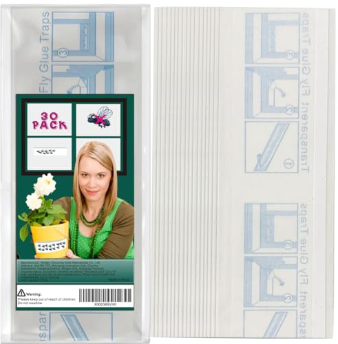 Paquete de 30 trampas para moscas de la ventana, trampas para moscas de la fruta, tiras adhesivas de papel para atrapar insectos, matamoscas de frutas pegajosas, transparente para interiores