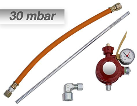 30 mbar Herdanschluss Set Propangas/Anschluss für Gas-Herd, Gaskocher, (Druckminderer, Gasschlauch, Übergang, Stahlrohr) (DIN DVGW) - Haushaltsregler Innenbereich