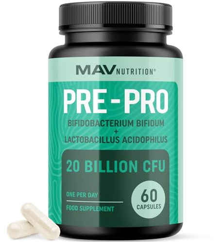Probiotic and Prebiotic Capsules | Synbiotic Gut Health & Bloating Support for Women & Men | Enzymes with Pre and Probiotics for Gut Health Supplements | 20 Billion CFU | Non-GMO, Vegetarian | 60 Ct
