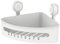 LEVERLOC Mensola Doccia con Ventose per Bagno Mensola Angolare Doccia Caddy Rack a Muro per Cucina Senza Foratura Porta Bagnoschiuma da Doccia per Accessori da Bagno - Plastica in Bianco