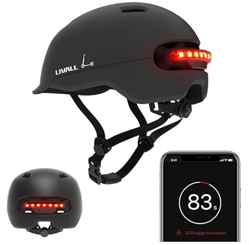 LIVALL Smart Cityhelm, Bluetooth Fahrradhelm für Erwachsene mit Auto-Sensor-LED Rücklicht, Blinker, Radhelm für Stadtpendler Einstellbare Größe für Damen und Herren, Schwarz
