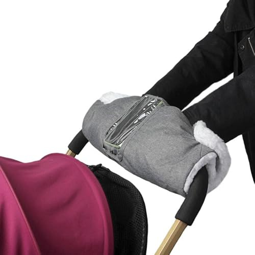 Kinderwagen Handwärmer Oxford Kinderwagen Handmuffs mit Fleece Futter Universal Kinderwagenmuffs mit Handytasche Winddichte Stroller Muffs Fingerwärmer Weiche Warme Handschuhe für Kinderwagen Buggy