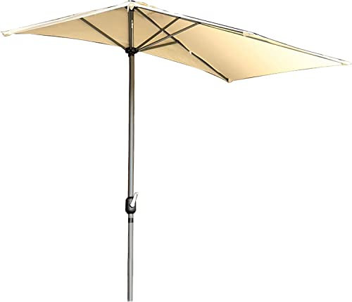 ATAAY Rechteckiger Sonnenschirm, halber Sonnenschirm für die Außenterrasse, 250 x 130 cm, 200 g/㎡Wasserdichtes Polyester, 5 Rippen (Creme) (Creme)