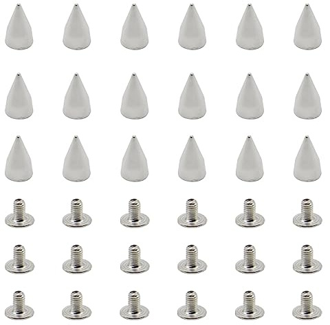 CEEYSEE 100 Stück Punk Nieten 7 x 14mm Metall Kegel Spike Nieten Ziernieten Spitznieten für Taschen,Jacken,Schuhen, Mützen, und DIY Handwerk (Silber 7x14mm)