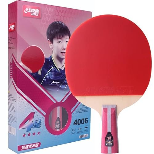 Double Happiness DHS 4006 - Raqueta de Tenis de Mesa Profesional con Funda de Transporte, Goma aprobada por la ITTF para Jugar en torneos