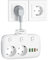 FDTEK Regleta Enchufe con Interruptor Independiente, Ladron Enchufe USB con 1 Tipo C(PD 20 W, Carga rápida) y 3 USB A, Enchufes Múltiples con 3 Tomas de CA 4.5cm Cable Corto,Blanco