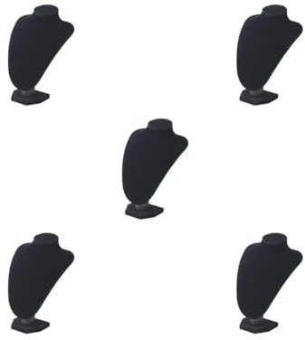 Adoorniequea 5 Sets Halsketten-Ketten, Schmuckbüsten, Einzelhandel, Geschäft, Halskettenständer, schwarzer Samt, 21 x 15 cm, 21 x 15 cm