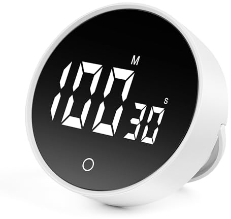 KEWUZY Digitale Küchenuhr mit Magnetanhänger, 199-Minuten Countdown, 3 Lautstärkstufen, Kurzzeitwecker, großer LED-Anzeige, für Heim, Fitness und Klassenzimmer