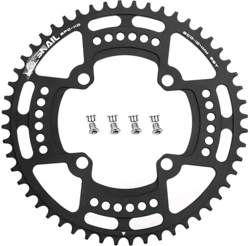 CYSKY Bike Chainring 104 BCD 30T 32T 34T 36T 38T 40T 42T 44T 46T 48T 50T 52T Narrow Wide Single Chainring for 7/8/9/10/11/12 Speed, Suit for 1x Set-up (Come with 4 Chanring bolts) (Black, 52T)