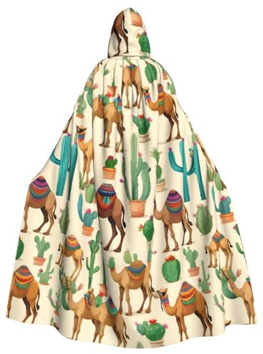 SXOOGE Camel Kaktus Unisex Cosplay Kostüm Halloween Kapuzenumhang Umhang für Party Verkleiden voller Länge Uniform Robe