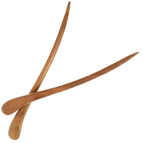 HAMPPLIES Épingle à Cheveux Vintage en Bois Café, Lot de 2 Pièces, Style Rétro Élégant, Solide pour Coiffure DIY Lors de Célébrations ou Usage Quotidien