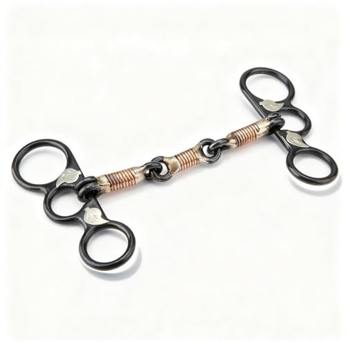 PODSJD Morsetto da addestramento per Cavalli, Bocca Western in Acciaio Inox Nero con avvolgimento in Rame - Controllo Delicato e Supporto Laterale, Ideale per addestramento