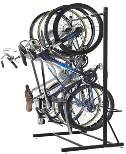 CDZHLTG Portabici per 5 Biciclette, Capacità di Carico max 136 kg,Portabici da Terra Universale in Acciaio al Carbonio Verniciato a Polvere, Supporto Bici da Terra per Garage e Casa a Parete