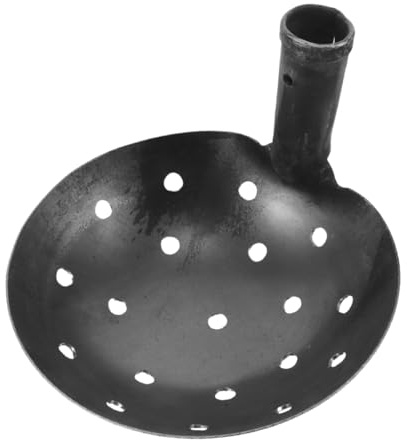 DOITOOL Pala de jardín de metal de 17 cm con colador de 1 cm con agujeros de 1 cm para canalones y estanques, filtro de tierra para eliminación de barro y ventilación del suelo