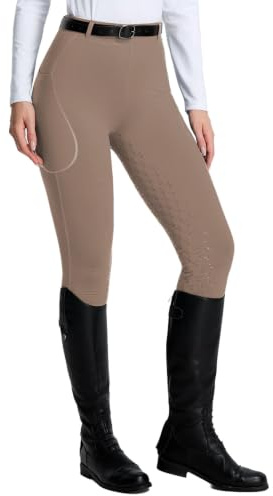 baleaf Reithose Damen Vollbesatz Silikon Radler Reitlegging Tasche | 27in mit Tasche, Leicht Atmungs, Silikon Radler Rutschfest Abriebfest, Elastische Hight Waist, für Reiten Wettkampf Freizeit