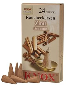 Rudolphs Schatzkiste Zubehör Knox Räucherkerzen Zimt (24) NEU Erzgebirge Räucherkegel