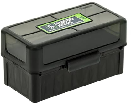 Frankford Arsenal Hinge-Top Ammo Box #509 with True Mechanical Hinge for Ammunition Storage and Organization, Holds 50 Rounds, black