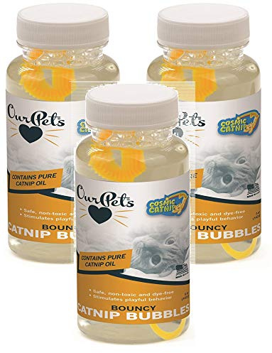 (3 Pack) OurPets Cosmic Liquid Catnip Bouncy Bubbles with Savory Scent 5 Ounce
