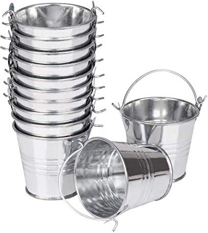 Mini Secchiello Latta Portaconfetti Bomboniere di Metallo per Matrimonio Decorazione, Scatola di Caramelle, Candele Votive, Secchielli Portaconfetti, Contenitore da Giardino, Festa 12 Pezzi