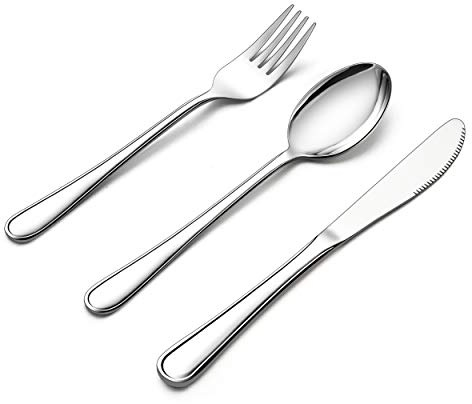 LIANYU 12-Piece Kids Silverware Set, Stainless Steel Toddler Utensils Flatware Set, Child Cutlery Tableware for 4, Include knives Forks Spoons, Mirror Finished, Dishwasher Safe