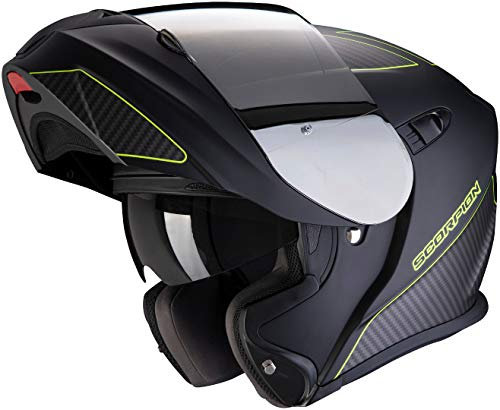 Scorpion Motorradhelm EXO-920 FLUX Matte Black-Neon yellow, Schwarz/Gelb, S, 92-297-157-03