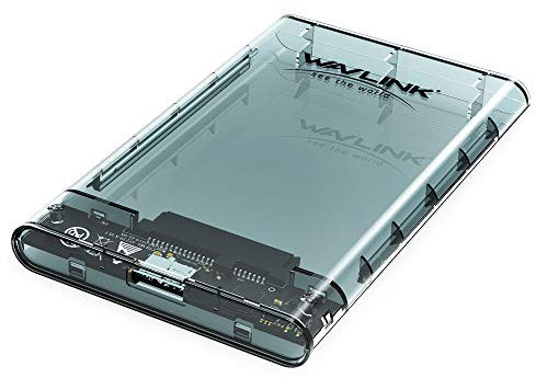 WAVLINK Enclosure per disco rigido esterno da 2,5 per HDD SSD SATA da 9,5 mm 7 mm da 2,5 pollici con cavo USB 3.0, montaggio senza attrezzi, accelerazione UASP [trasparente]