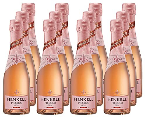 Henkell Sekt Rosé Trocken Piccolo (12 x 0,2 l) - Beerig-fruchtiger Sekt, in praktischer Kleinflasche für den kleinen Genuss oder unterwegs, feinperlig, VEGAN