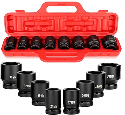 Set di 8 bussole universali a impatto profondo, 8 pezzi 3/4 pollici con attacco esagonale a stella esagonale, adattatori a bussola esagonale, in acciaio al cromo vanadio, 24 38 mm