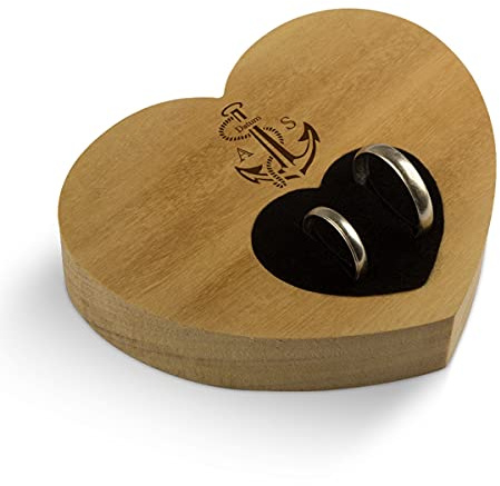 Kartenmachen.de Hochzeit Herz Ringkissen Garapa Holz - Anker 10 x 8,5 cm