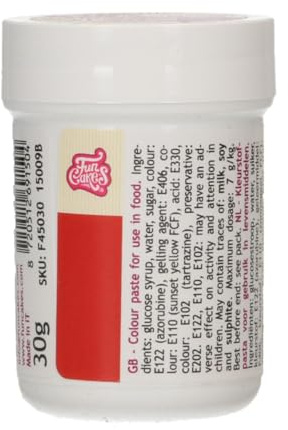 FunCakes Food Colour Paste Christmas Red; Concentrated Food Colouring Paste for Batter, Cream, Fondant, Marzipan, Dough, Modelling and Flower Paste. Halal and Kosher. 30 g