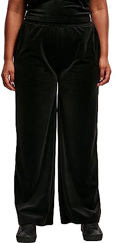 Urban Classics Damen Jogginghose Ladies High Waist Straight Velvet Sweatpants Black M