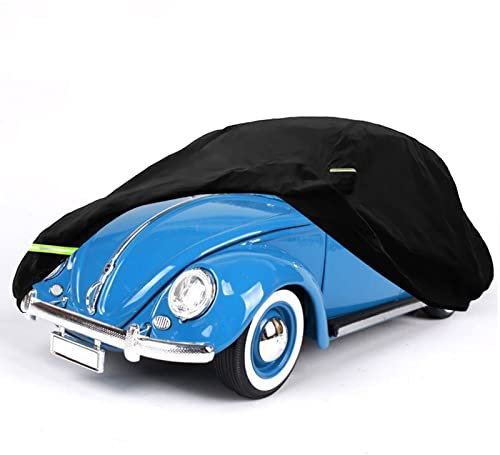 Full Car Cover Compatible with VW Beetle 1960-1980, All Weather Protection Outdoor Cover Waterproof Breathable Sun Rain Dust with Zip (161 * 61 * 60 inch)