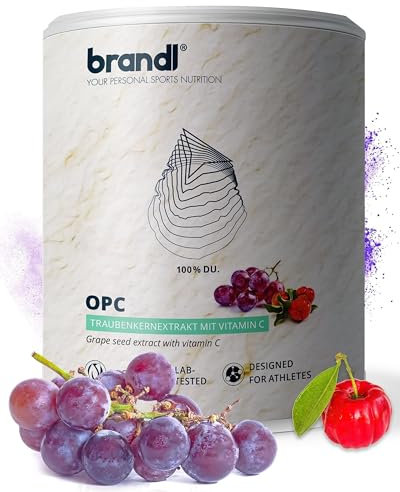 brandl® Bio OPC Kapseln Traubenkernextrakt hochdosiert mit Bio Acerola Vitamin C | Abgefüllt in Deutschland | 120 Kapseln