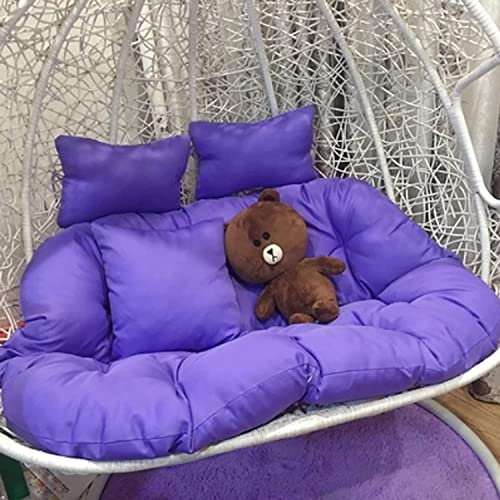 CAZARU Without Stand Thickening 2 Persons Seater Hanging Egg Swing Seat Cushion Washable For Garden,Hammock Chair Cushions,Double Swing Chair Cushion-F 140x110cm
