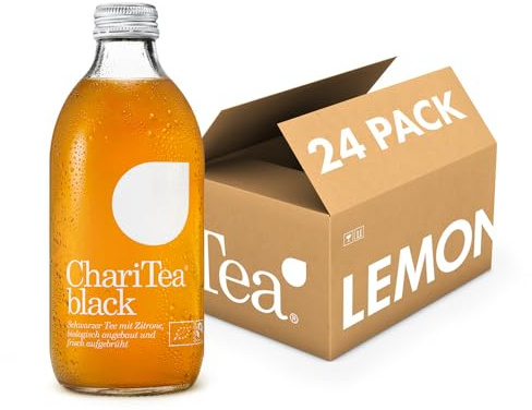 Charitea - Black - Fairer Eistee mit besten Bio Zutaten - Leckeres Erfrischungsgetränk in Glas Flasche - Biologisch angebauter Tee (24 x 330ml)