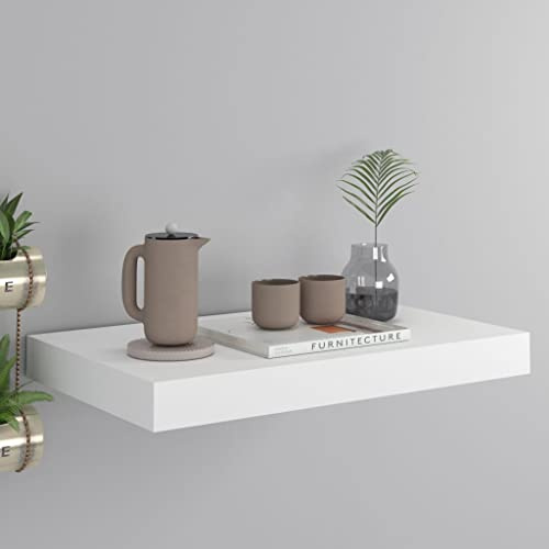 Homvdxl Schwebende Regale, Wandregal mit unsichtbaren Halterungen, Bücherregal, Pflanzenregal, Aufbewahrung für Badezimmer, Wohnzimmer, Schlafzimmer, Eingangsbereich, Flur, 40 cm, Weiß