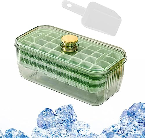 Bandeja para hacer hielo,Bandeja hielo resistente a derrames | Bandeja hielo tipo 56 Cube con contenedor, bandeja hielo resistente a derrames para hacer cubitos Gusengo