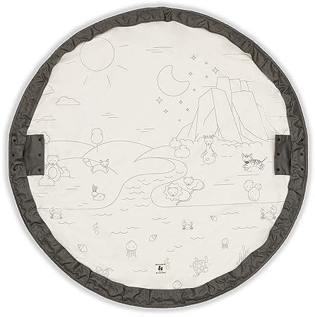 hauck 2 en 1 Play N Tidy Manta Juegos Bebe, Manta Recoge Juguetes 120 cm Diámetro, Manta Suelo para Bebes con Cordón Plegable en Bolsa, Lavable, Gris