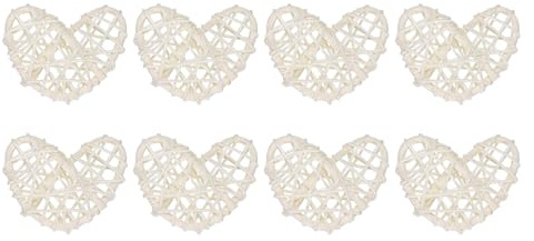 sourcing map 8 Stück Herz Deko Rattan Deko, 5 cm Fensterdeko Hängend Styropor Herz Kranz Natürlich Wicker Türdeko Haustür für Valentinstag Dekoration Hochzeit, Weiß