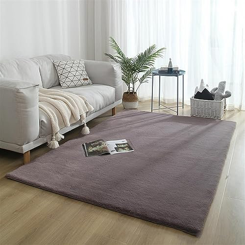 ZWPILY Hochflor Teppich, Einfarbig, Flauschiger Langflor Teppich, Shaggy Flokati, Rechteckig, Pflegeleicht, Wohnzimmerteppich - Fellteppich - Modern Kunstfell Carpet für Schlafzimmer,Lila,60x110cm