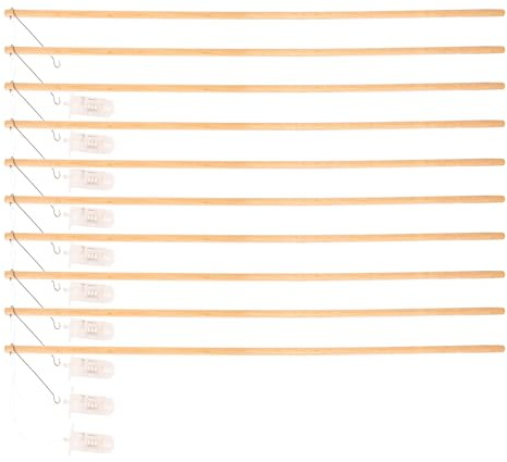 CREATIV DISCOUNT 10er Pack Laternenstab aus Holz mit LED-Licht, Länge ca. 50cm, ideal für Sankt Martin, Gartenlaternen