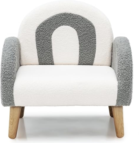 DREAMADE Kindersessel, Kindersofa aus Veloursstoff mit Schaumstoffpolsterung, Kinderstuhl aus Holz für Spielzimmer, Schlafzimmer, Wohnzimmer, für Mädchen und Jungen 3-5 Jahren (Grau)