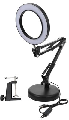 BESTonZON Led-tischleuchte Ring-design Für Make-up Und Tattoos Faltbar Und Augenschonend Facher Optischer Lupe Für Klare Details