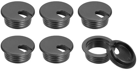 sourcing map Cable Hole Cover, 6Pcs 38mm/1-1/2inch ABS Desk Cable Wire Cord Grommet Hole Cover for Office Computer Desk Wire Organizer, Black