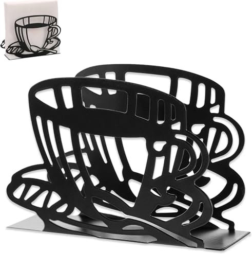 Serviettenhalter, Edelstahl Serviettenständer Schwarz, Tischserviettenhalter, Servietten Halterung zum Dekorieren, Servietten Halter für Restaurant, Café, Hotel und Küche, 13cm