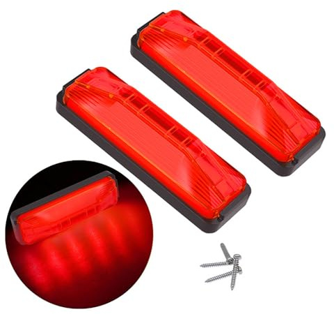 YUANFU 2PCS 4 Inch 18 LED 12V-24V Truck Trailer Tail Brake Front Rear Side Marker Lights Clearance Indicator Lamp Sealed Waterproof Surface Mounted Red LED Bulbs