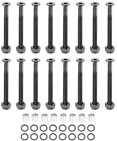 PATIKIL Kit de Hardware para Skateboard, Incluye 16 Tornillos de Montaje de 2-1/16 16 Tuercas de Eje 8 espaciadores 16 Arandelas para Ruedas de Skateboard, Negro