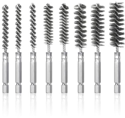 Set di 8 spazzole con foro metallico, spazzole in filo di acciaio inossidabile per la pulizia, spazzole con foro metallico, spazzola metallica per trapano, set di spazzole con manico esagonale da